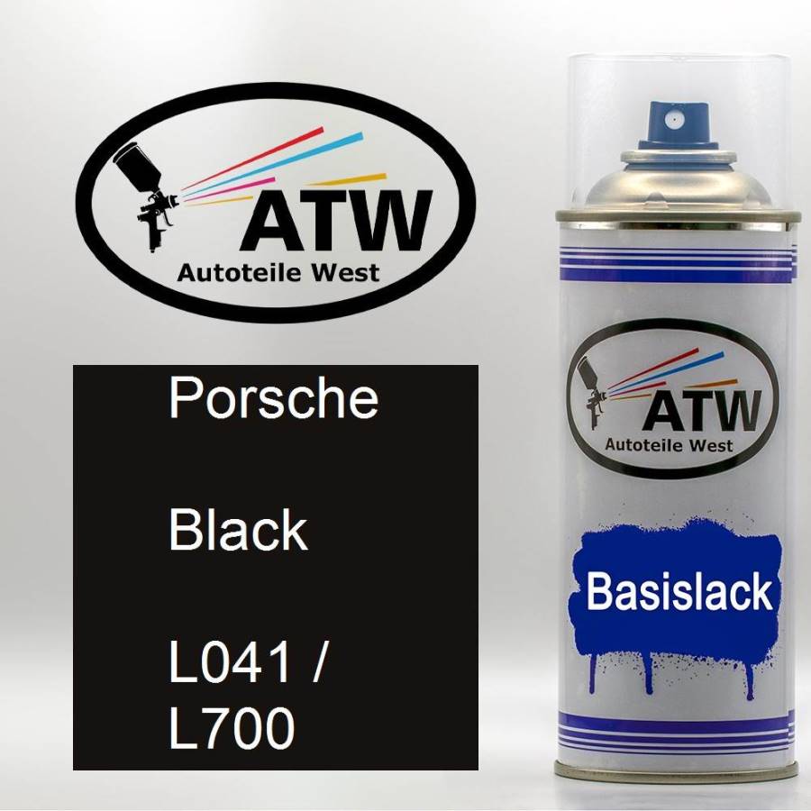Porsche, Black, L041 / L700: 400ml Sprühdose, von ATW Autoteile West.
